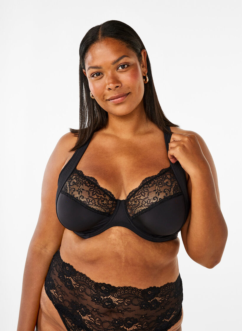 Heldekkende BH med polstrede stropper, Black, Model