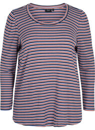 Stripete genser med lange ermer, Mahogany/Navy Stripe