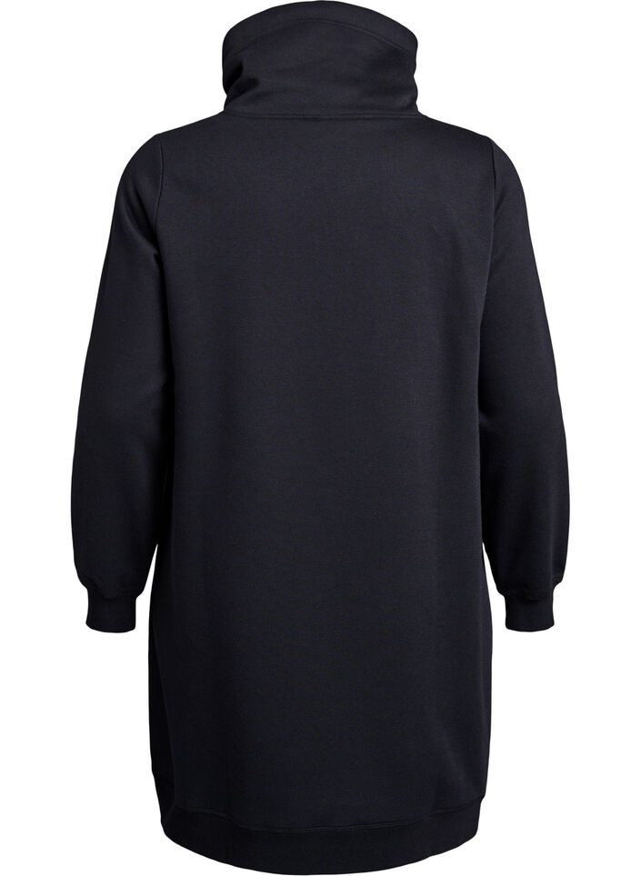 Kort genserkjole med h&oslash;y hals og lommer, Svart, Packshot image number 1