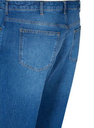 Cropped mom fit Mille jeans med en løs passform, Blue denim, Packshot image number 3