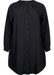 Lang viskose skjorte med stripete struktur, Black