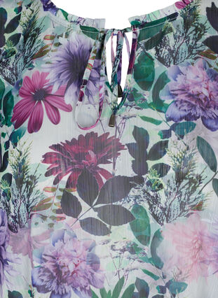 Kortermet tunika med blomstermønster, Purple Flower mix, Packshot image number 2