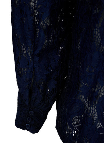 Blondebluse med volangdetalj, Navy, Packshot image number 3