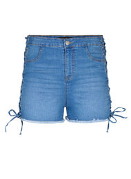 Ripped denimshorts med lisser, Blue Denim