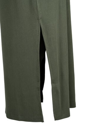 Zizzi Ermeløs kjole i ribbestrikket viskose, Grønn, Packshot image number 3