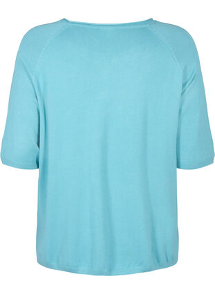 Zizzi Strikket bluse i viskose med 3/4 ermer, Reef Waters, Packshot image number 1