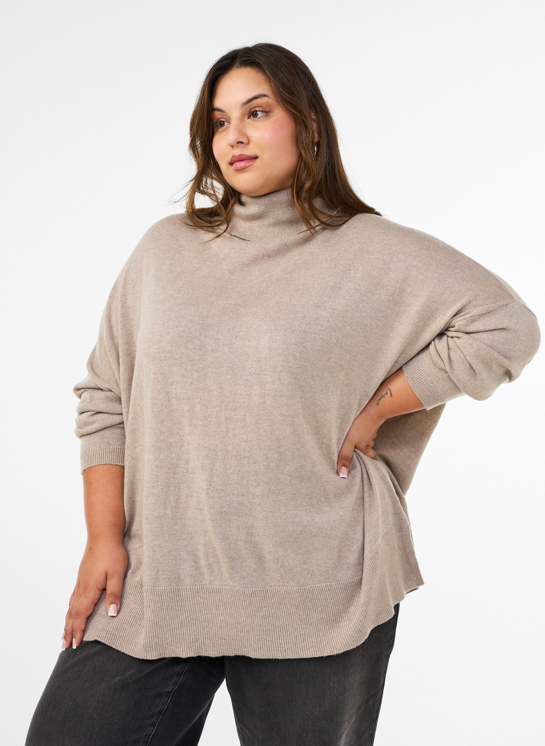 Poologenser med l&oslash;s passform, Beige, Model