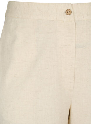 Bukser med høy midje i bomull og lin, Whitecap Gray, Packshot image number 2