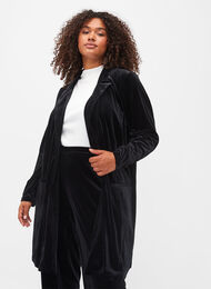 Lang blazer i velour, Black, Model