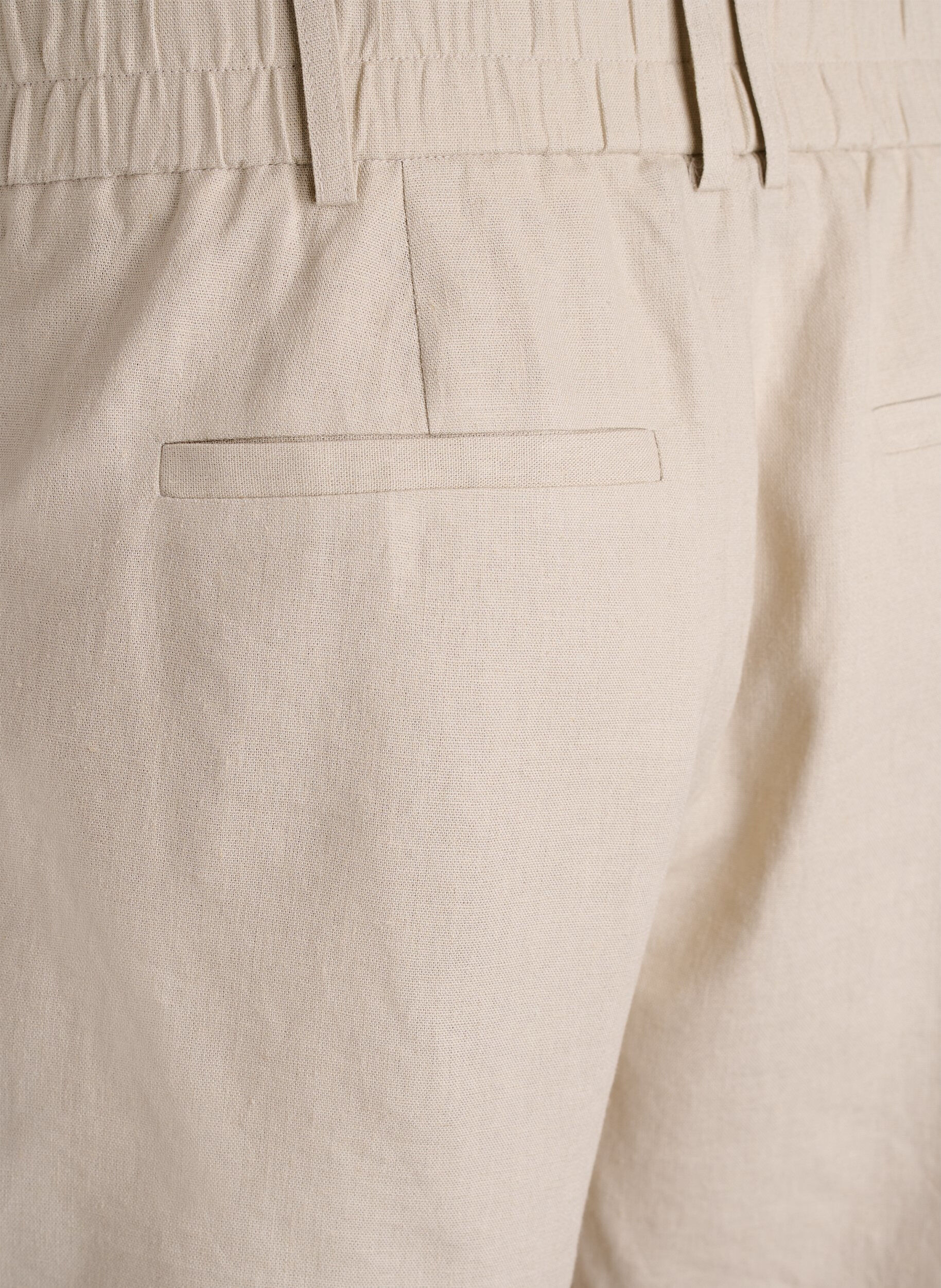 Zizzi Bermudashorts med h&oslash;y midje i lin og viskose, Beige, Packshot image number 3