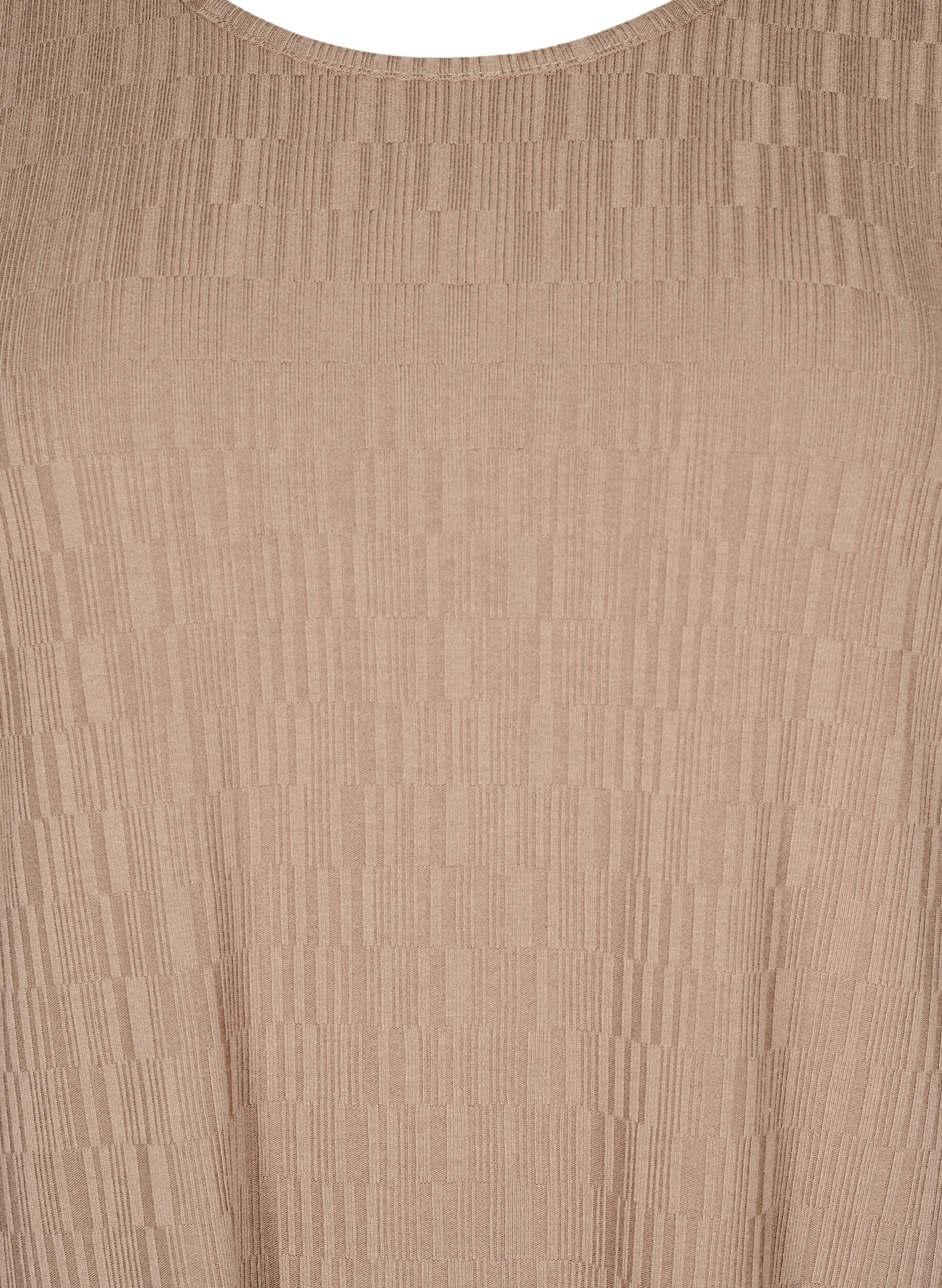 Zizzi Kjole med tekstur og 3/4 ermer, Brun, Packshot image number 2