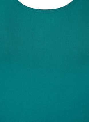 Ensfarget basic topp, Teal Green, Packshot image number 2