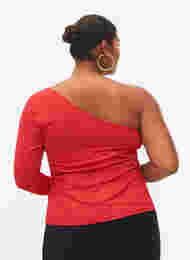 One-shoulder bluse, Tango Red, Model
