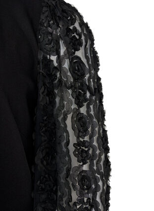 Zizzi Bluse med 3D-blomster, Black, Packshot image number 2