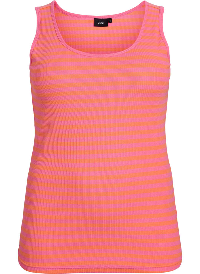 Stripete ribbestrikket singlet, Orange, Packshot image number 0
