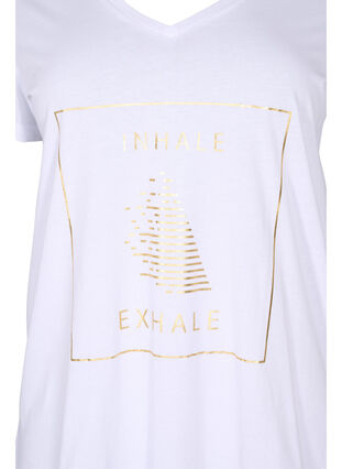 T-skjorte med trykk i bomull til trening , White w. inhale logo, Packshot image number 2