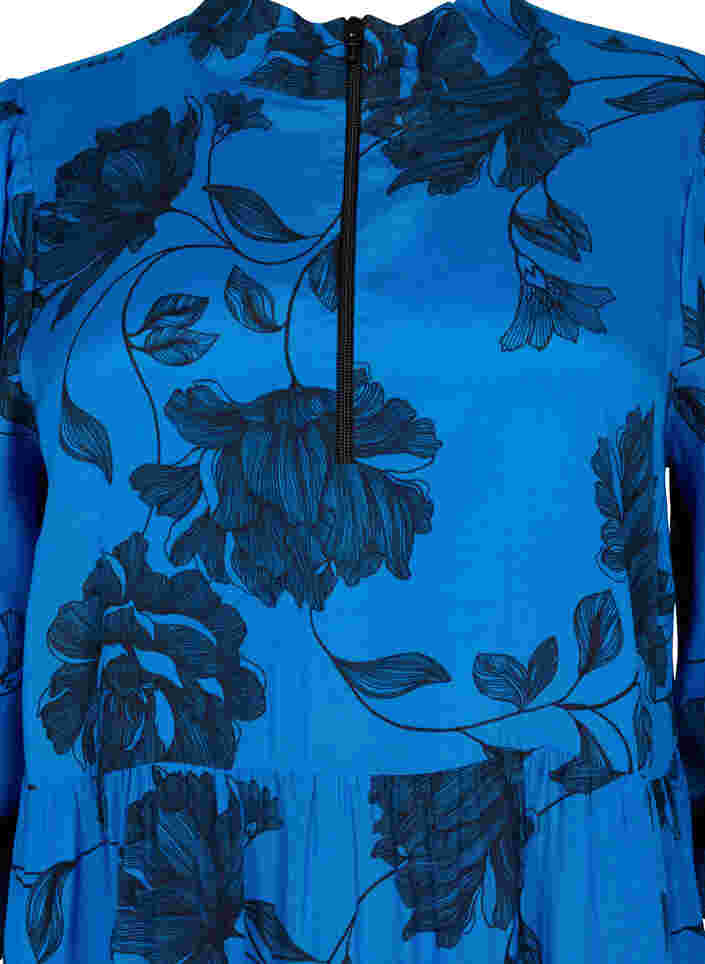 Blomstrete viskosetunika med 3/4-ermer, Blue Flower AOP, Packshot image number 2
