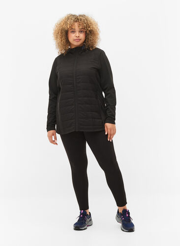 Treningsjakke med quilt og hette, Black, Model image number 2