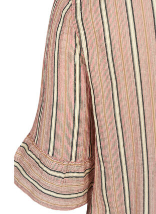 Stripete bluse med 3/4-ermer og smock, Rose Smoke stripe, Packshot image number 3