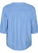 Bluse med smock og 3/4 ermer, Bl&aring;, Packshot image number 1