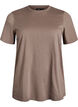 Basic T-skjorte i bomull med rund hals, Brun, Packshot image number 0