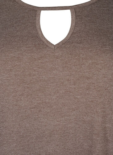 Melange bluse med lange ermer, Chestnut Mel. , Packshot image number 2