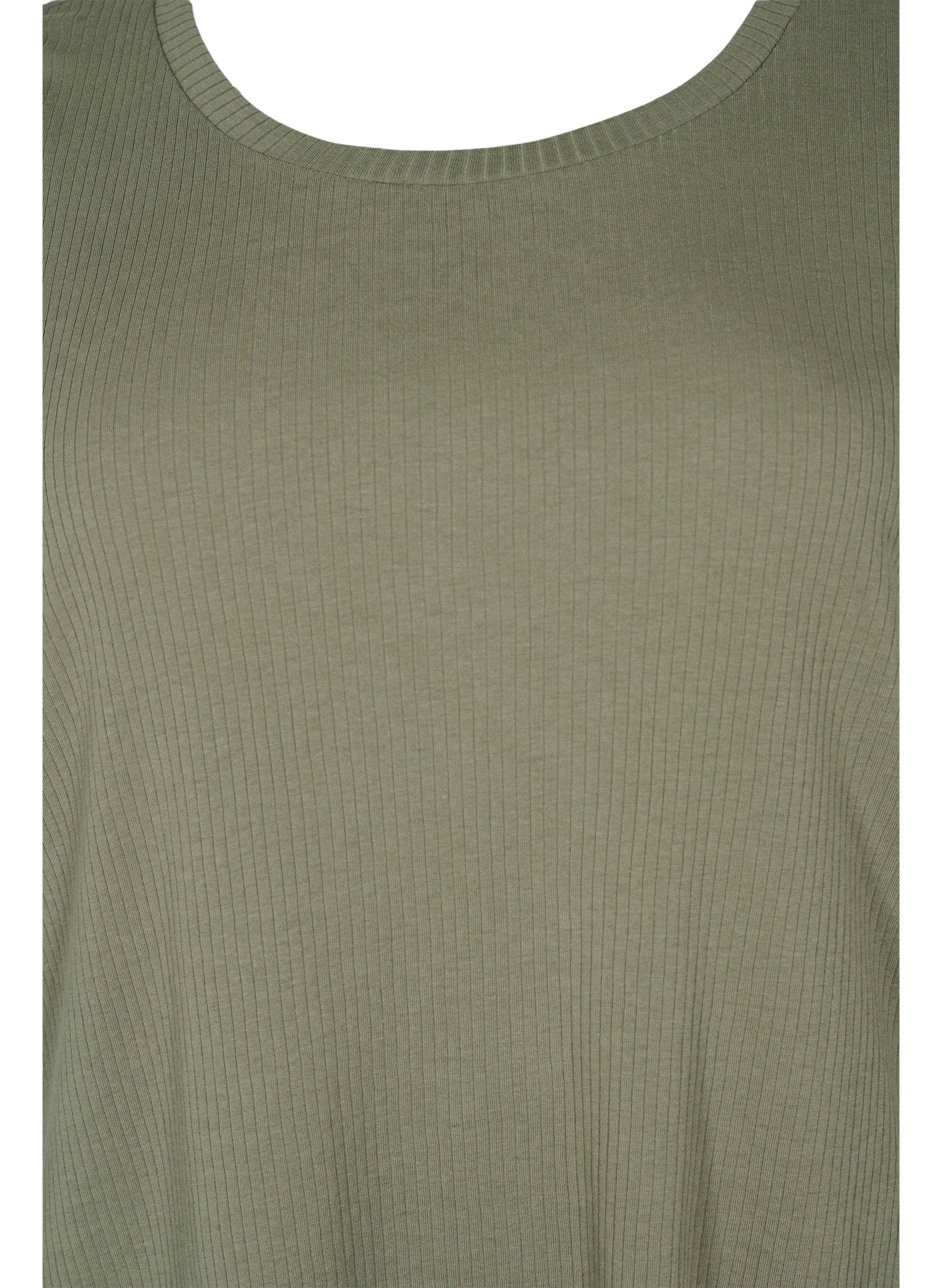 T-skjorte i et ribbet materiale , Dusty Olive, Packshot image number 2