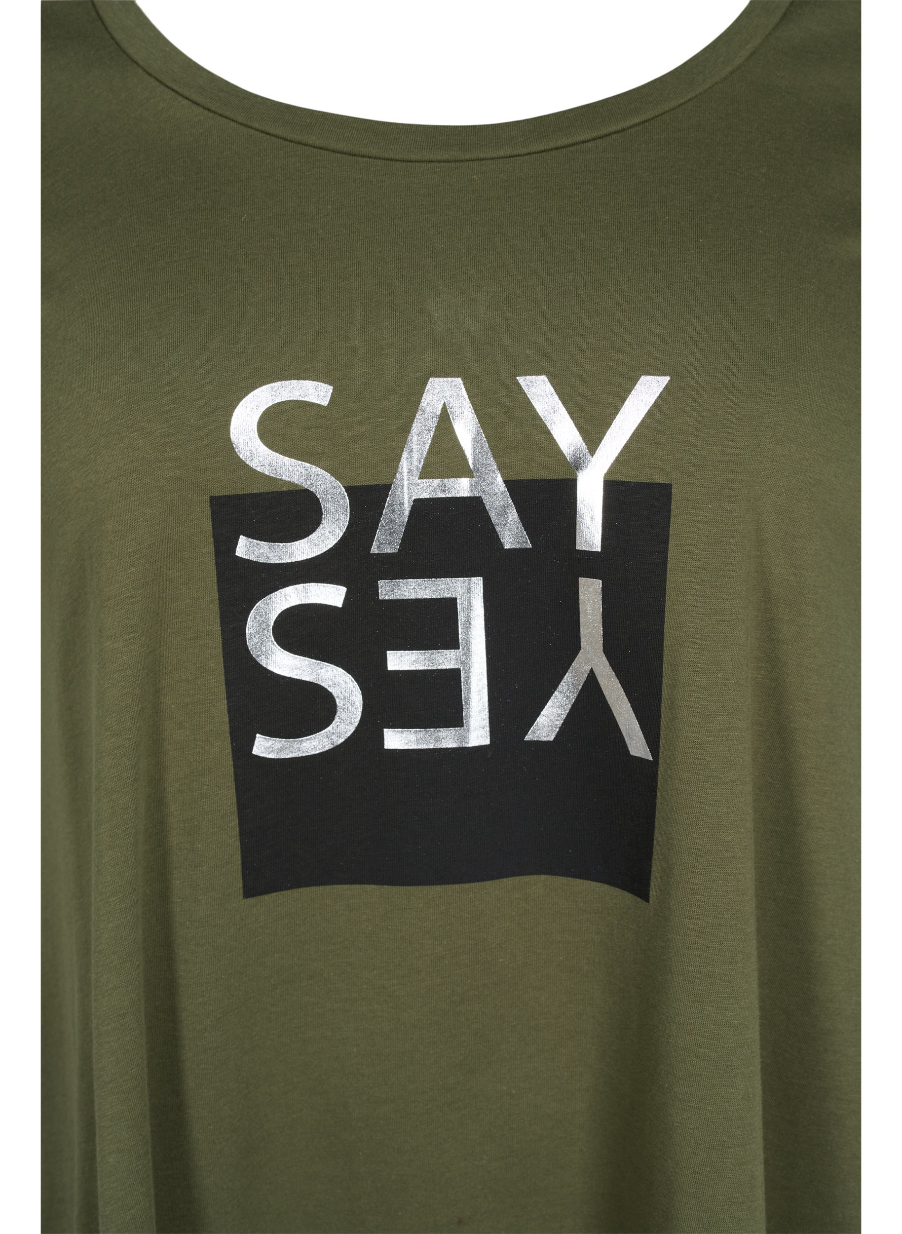 T-skjorte i bomull med A-form, Ivy Green YES, Packshot image number 2