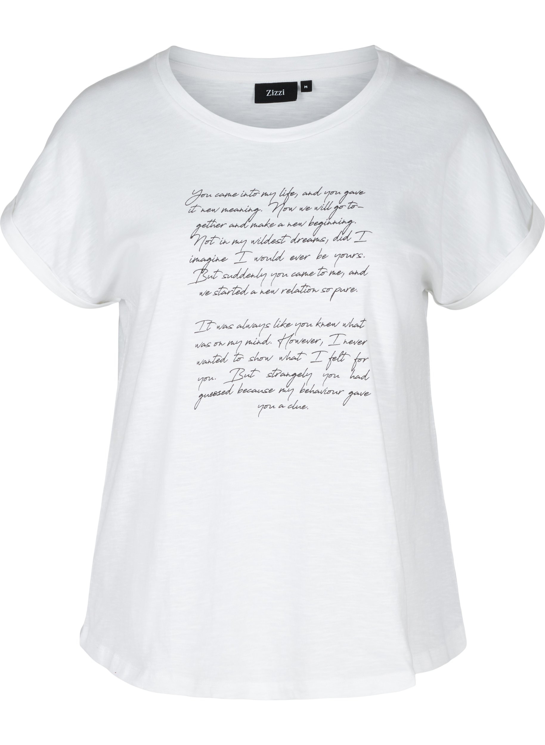 T-skjorte med trykk i økologisk bomull, Bright White TEXT, Packshot image number 0