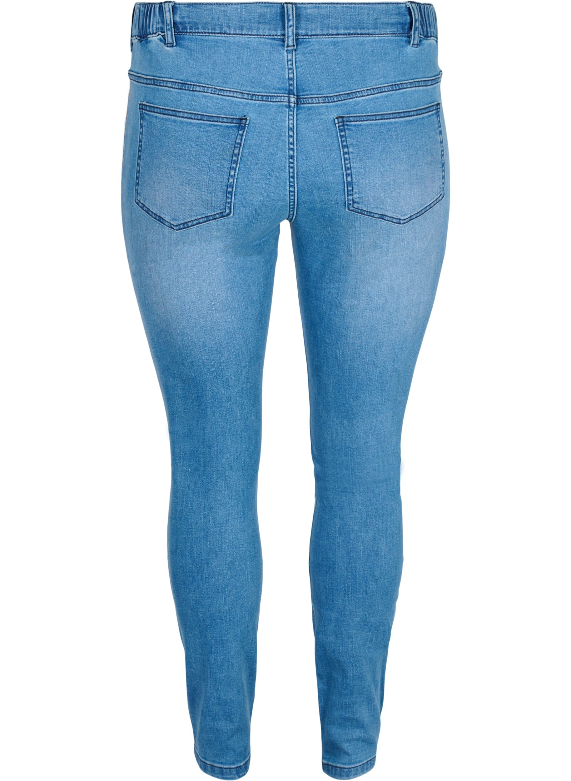 Cropped Sana jeans med stripe på siden, Light blue denim, Packshot image number 1