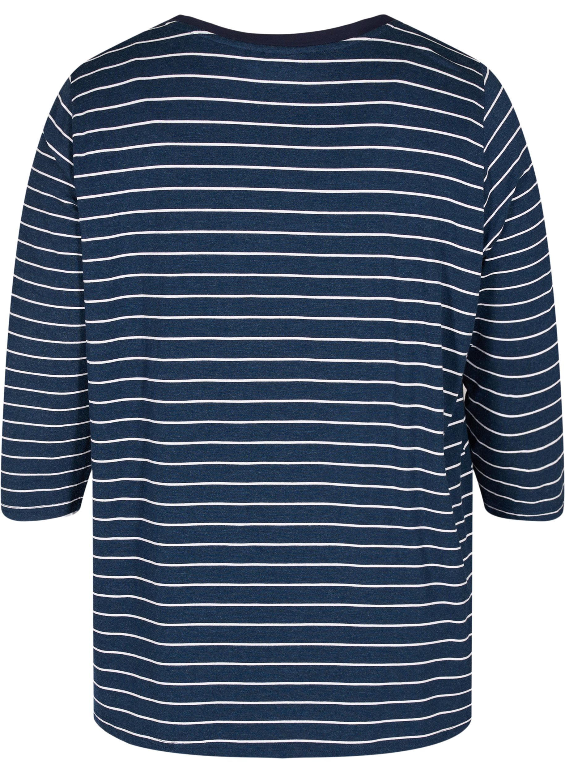 Stripete bluse til gravide med 3/4-ermer, Blue Stripe , Packshot image number 1
