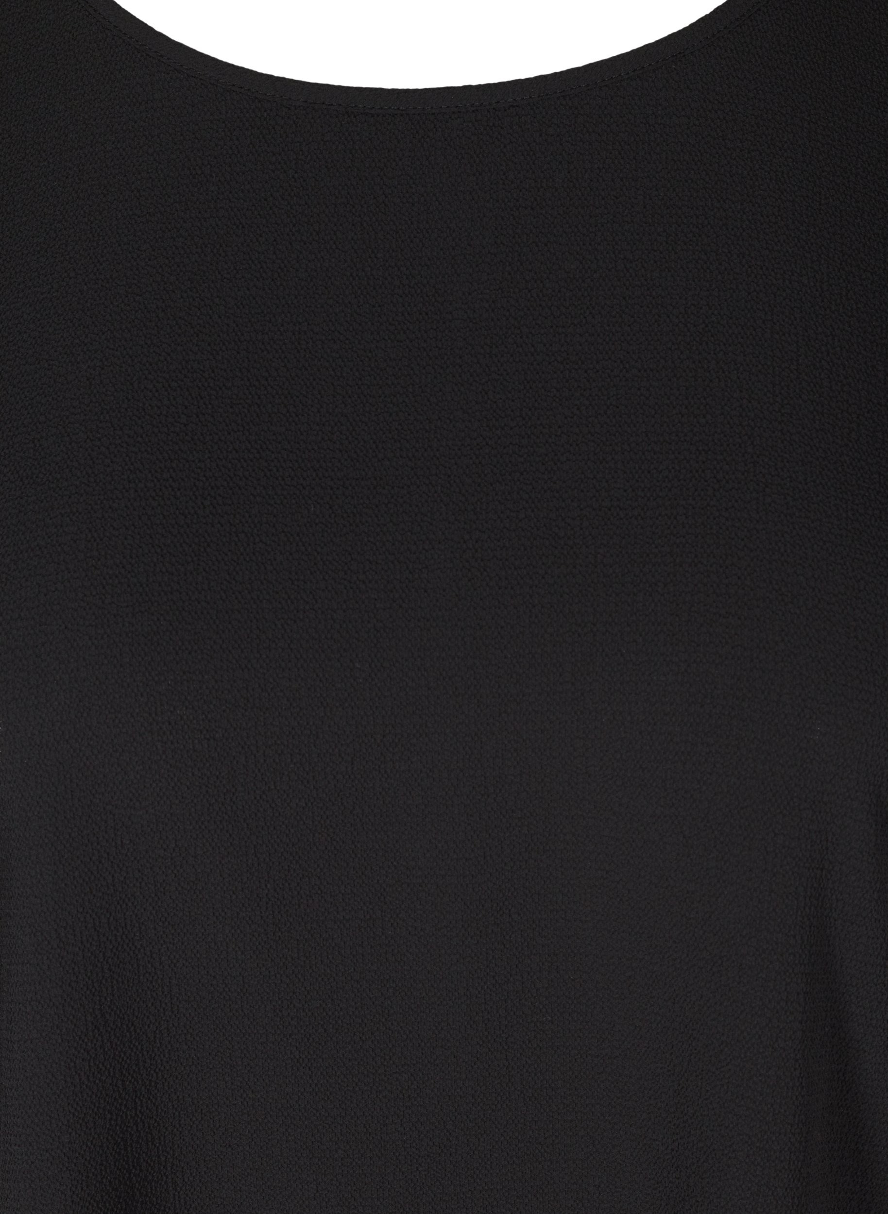 Kortermet bluse med rund hals, Black, Packshot image number 2