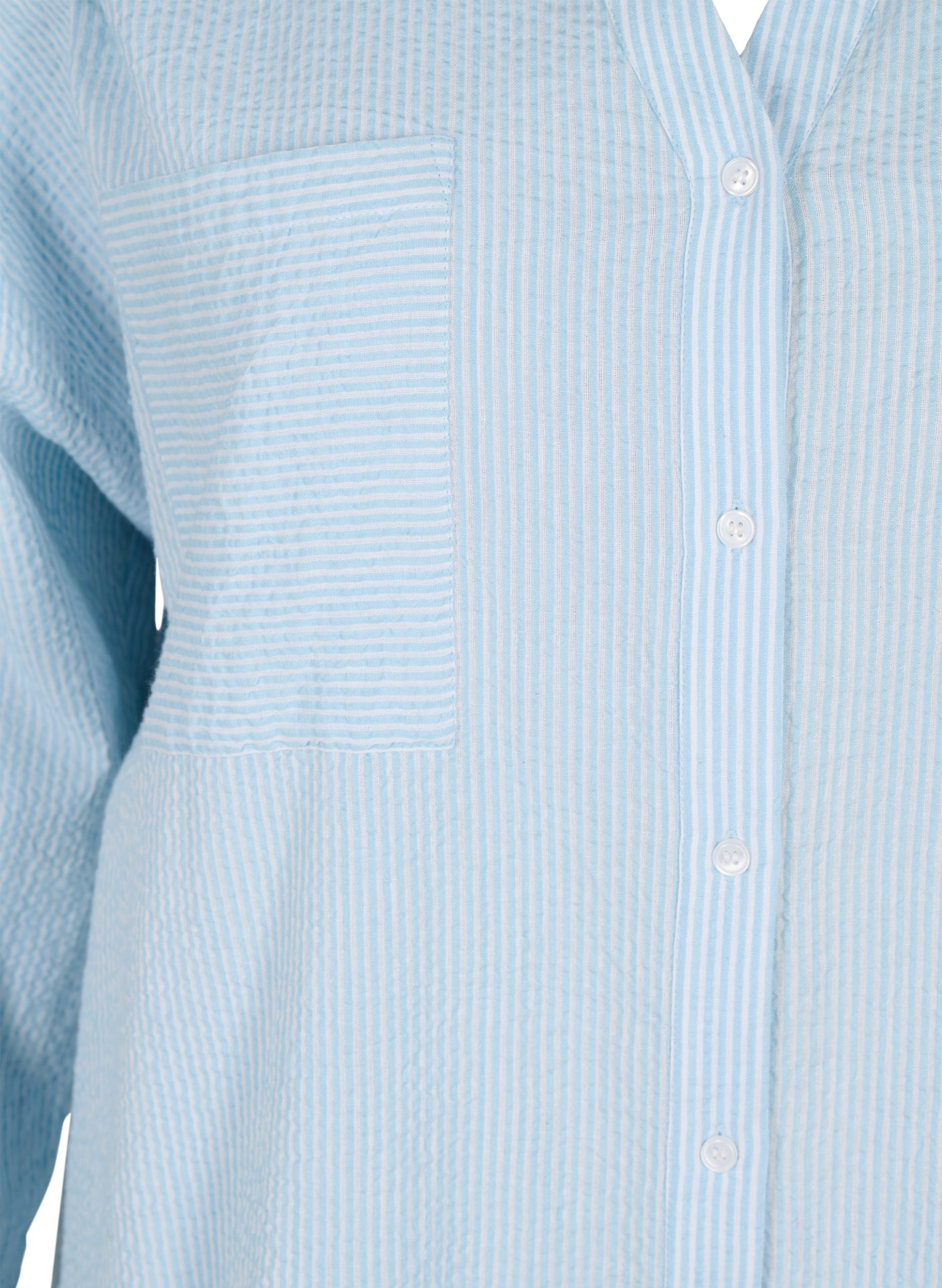 Stripete skjortekjole i bomull, Blue Stripe, Packshot image number 2