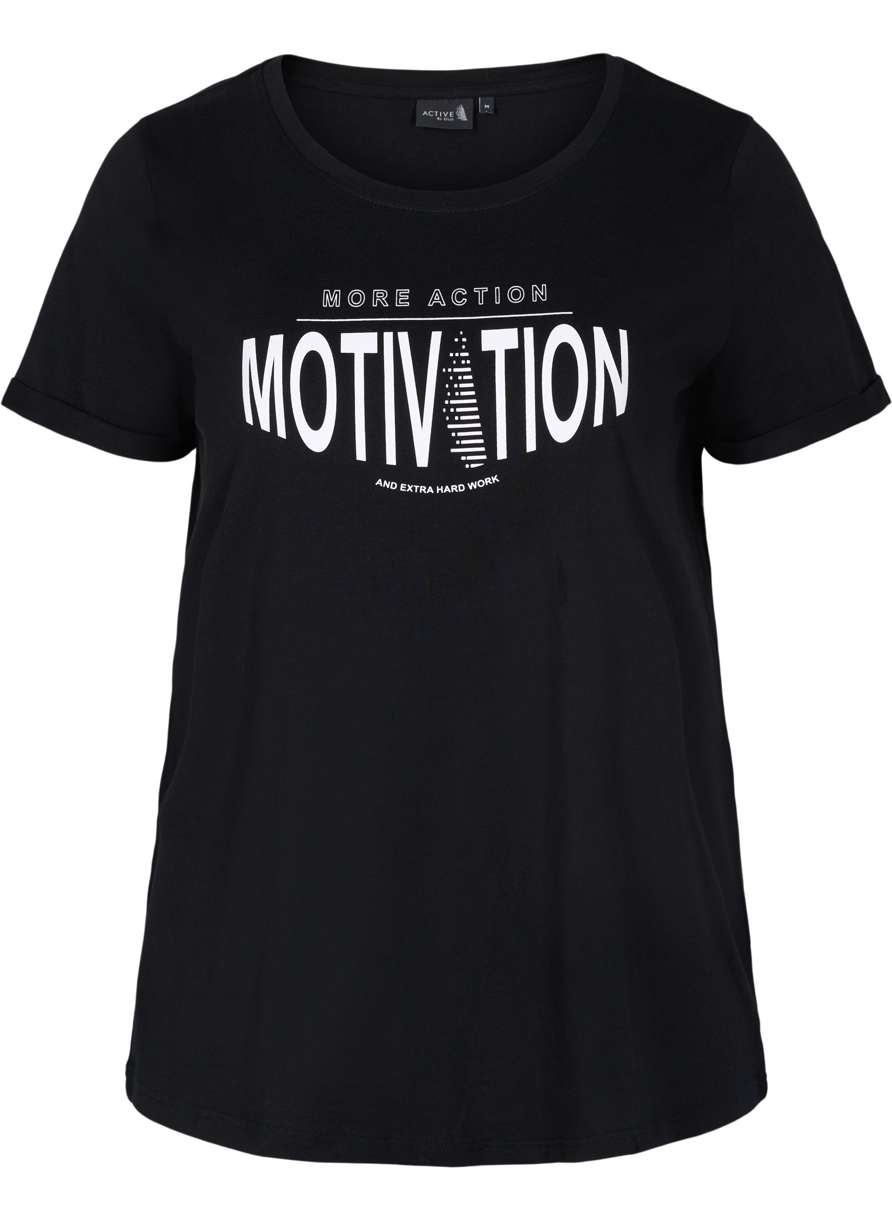 T-skjorte til trening med trykk, Black More Action