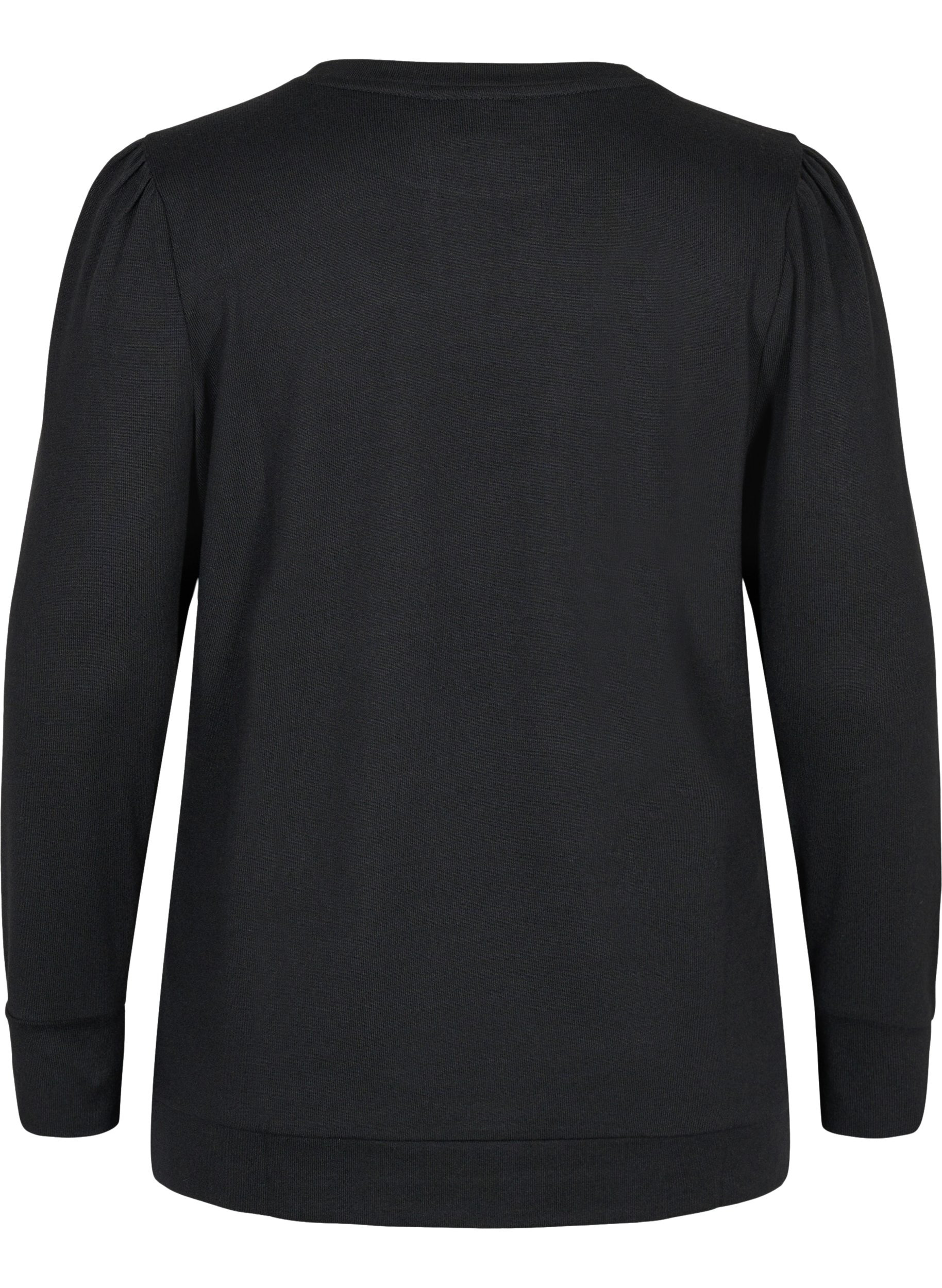 Langermet bluse med skulderdetaljer, Black, Packshot image number 1
