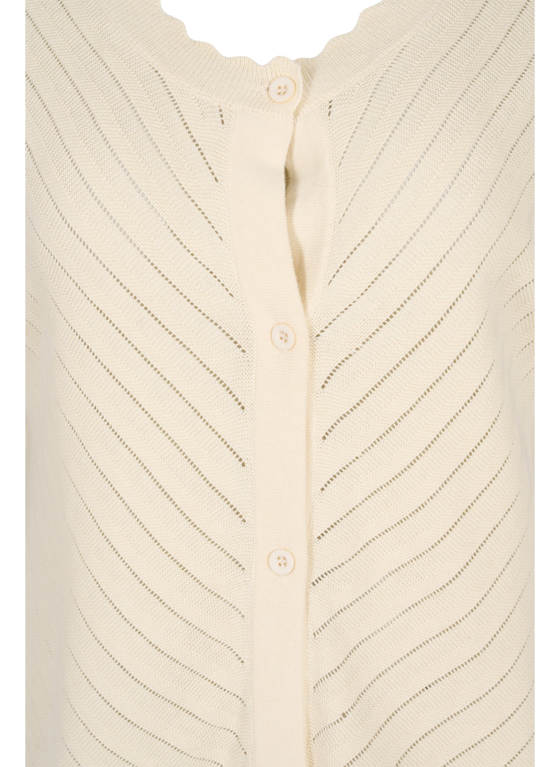 Strikket cardigan med korte ermer, Warm Off-white, Packshot image number 2
