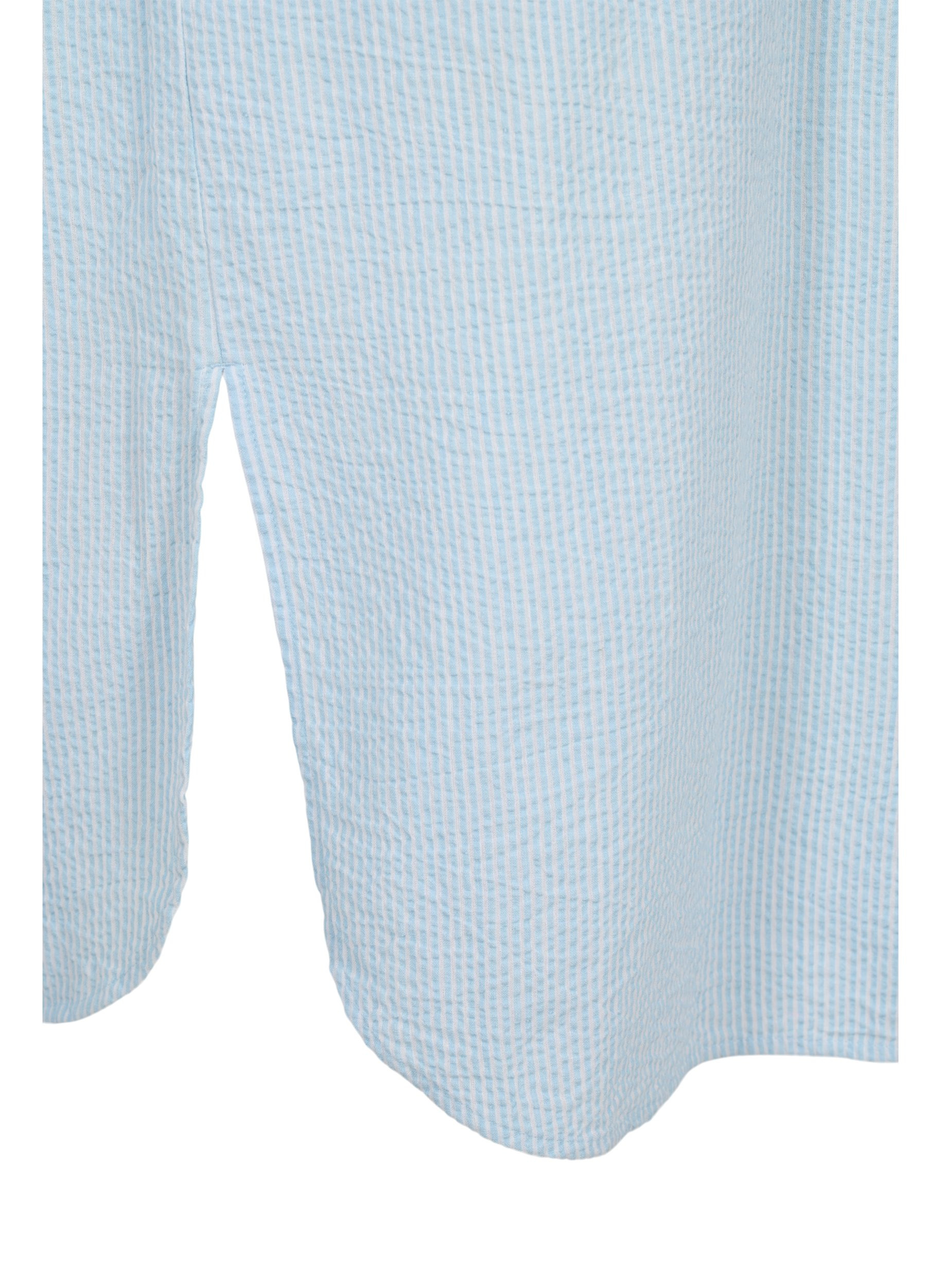 Stripete skjortekjole i bomull, Blue Stripe, Packshot image number 3