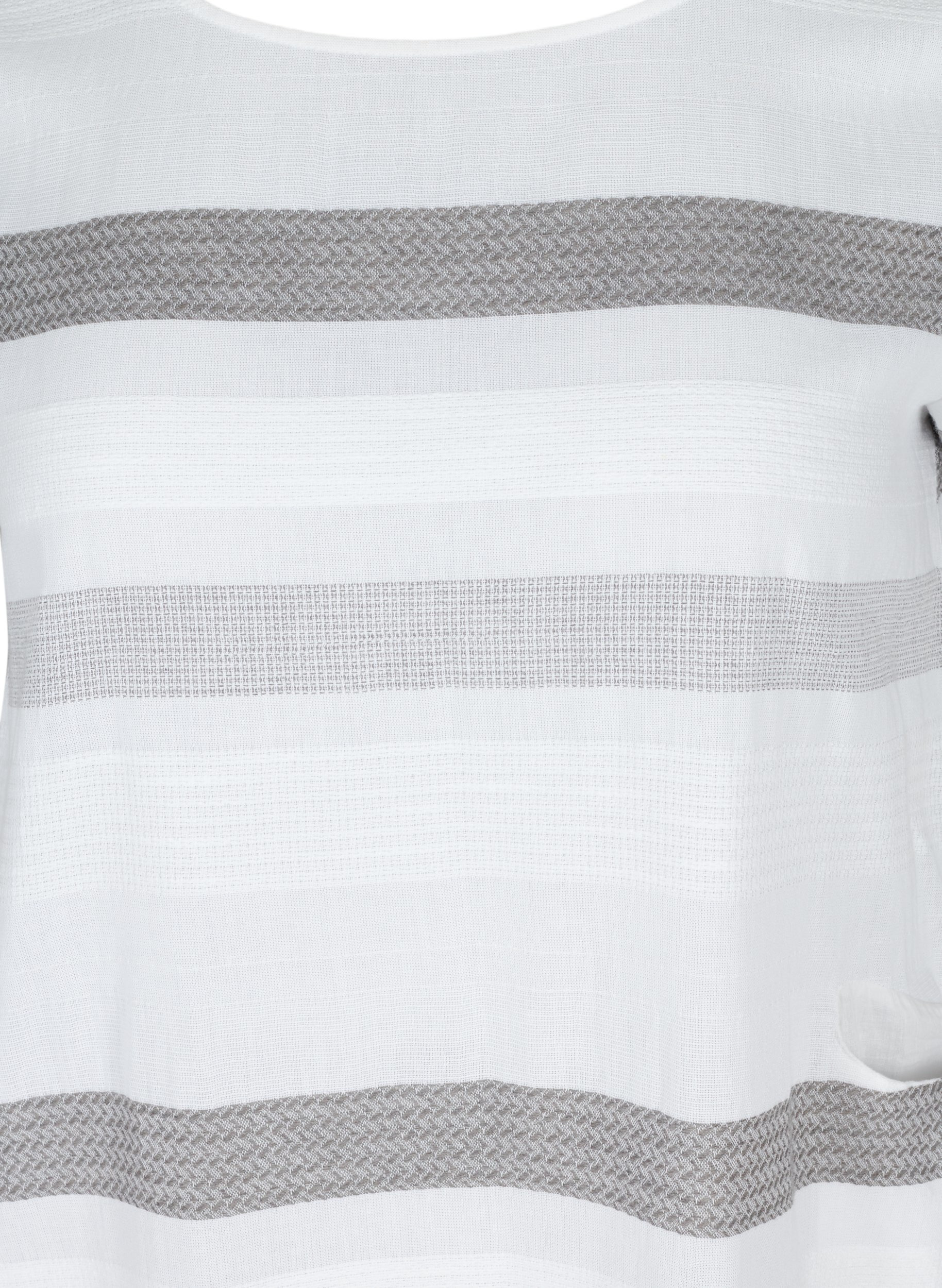 Stripete kjole med korte ermer, White Stripe, Packshot image number 2
