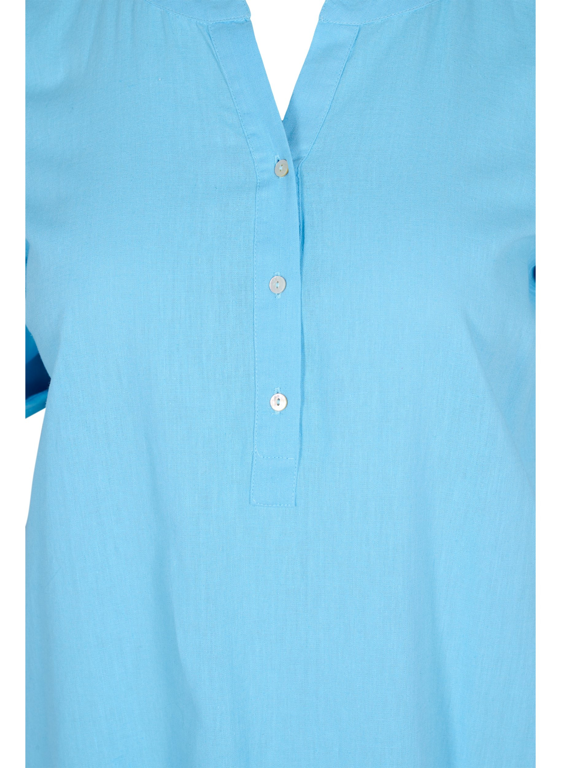 Lang skjortekjole med korte ermer, Alaskan Blue, Packshot image number 2