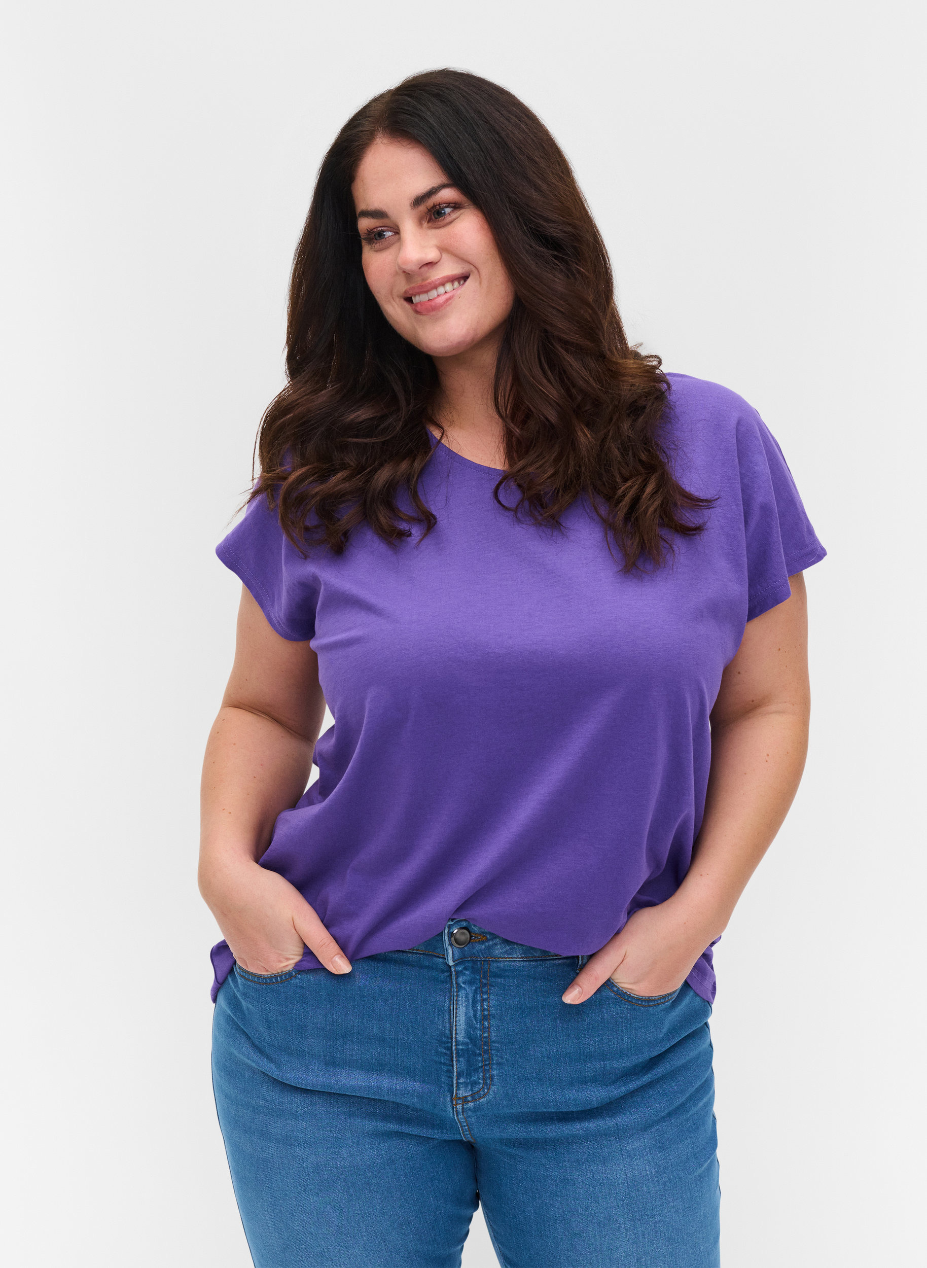 T-skjorte i bomullsmiks, Ultra Violet, Model image number 0