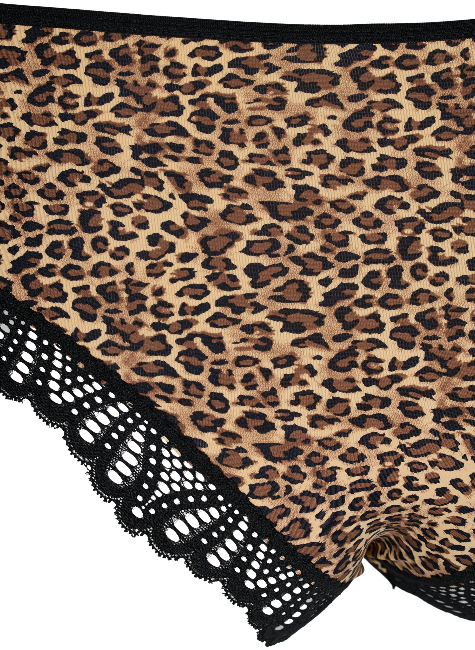 Truse med leopardmønster og blonder, Leopard Print, Packshot image number 3