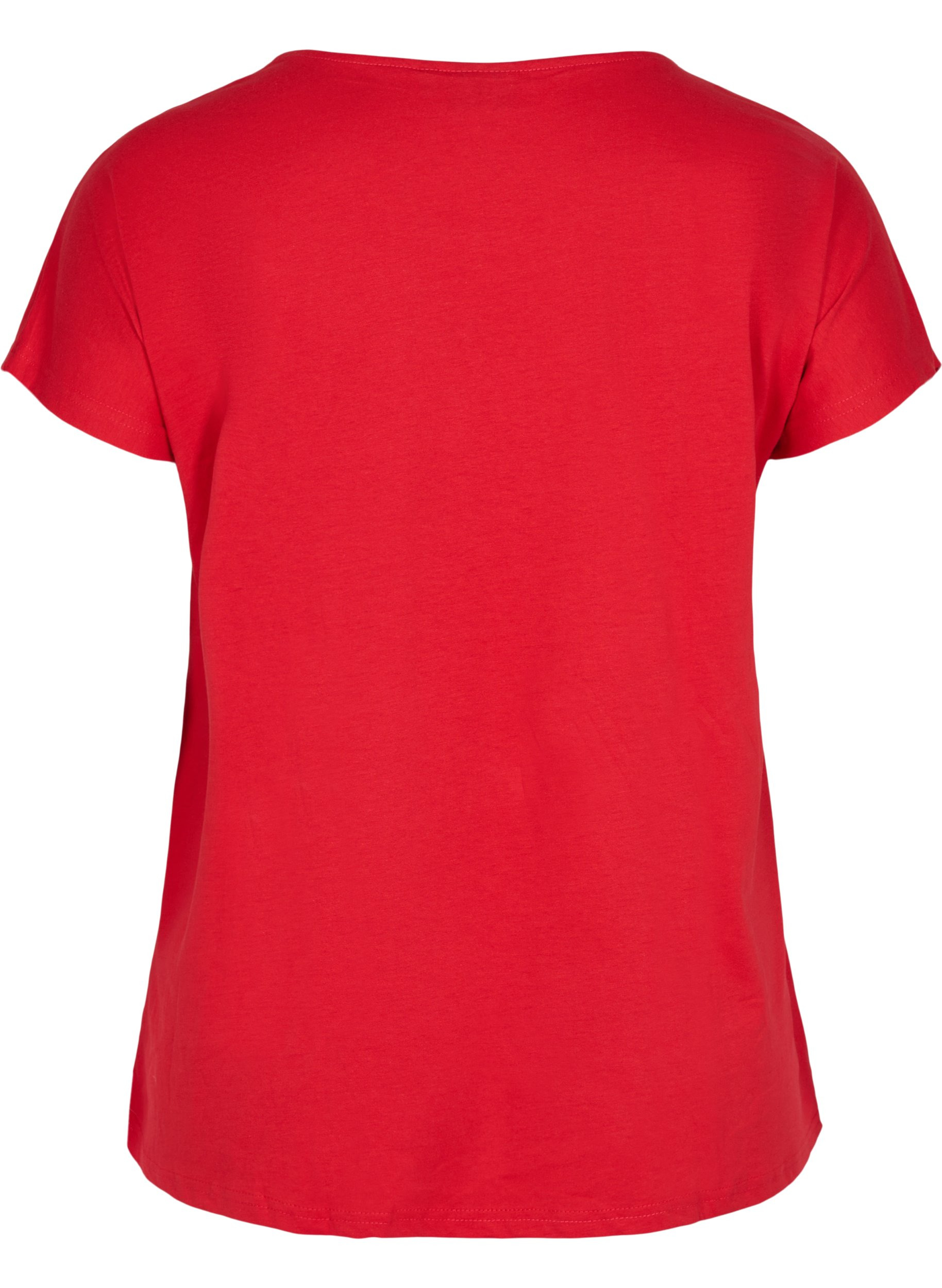 T-skjorte i bomullsmiks, Tango Red, Packshot image number 1