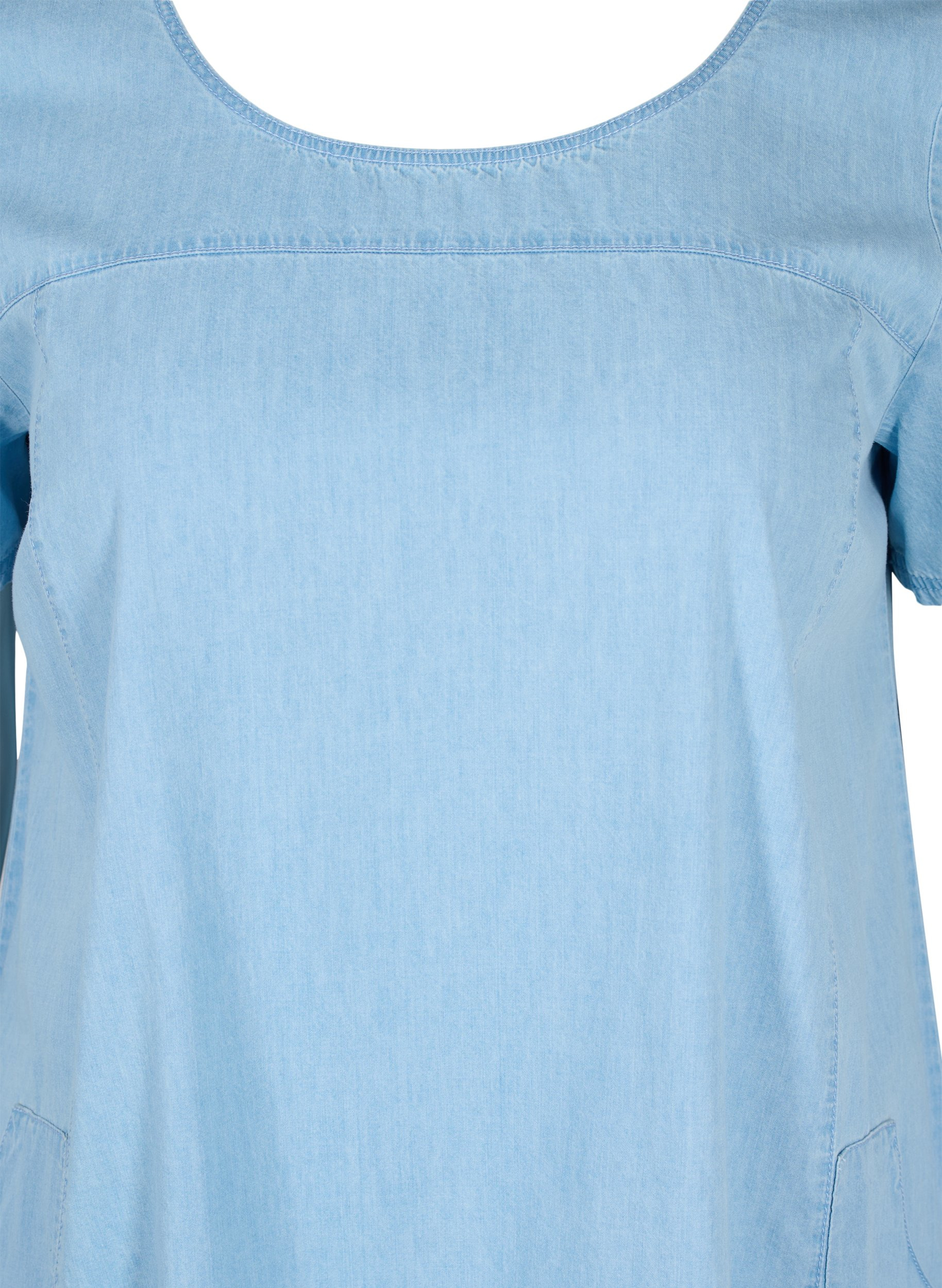 Kortermet denimkjole med lommer, Light blue denim, Packshot image number 2