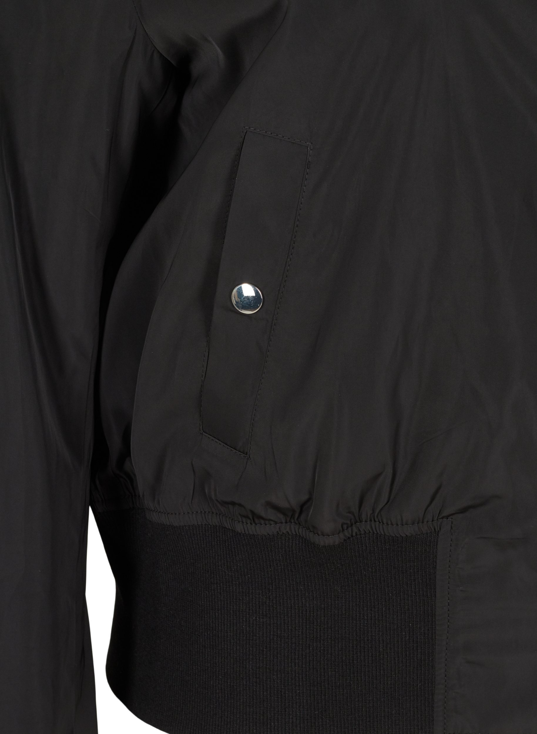 Bomberjakke med lommer og ribb, Black, Packshot image number 3