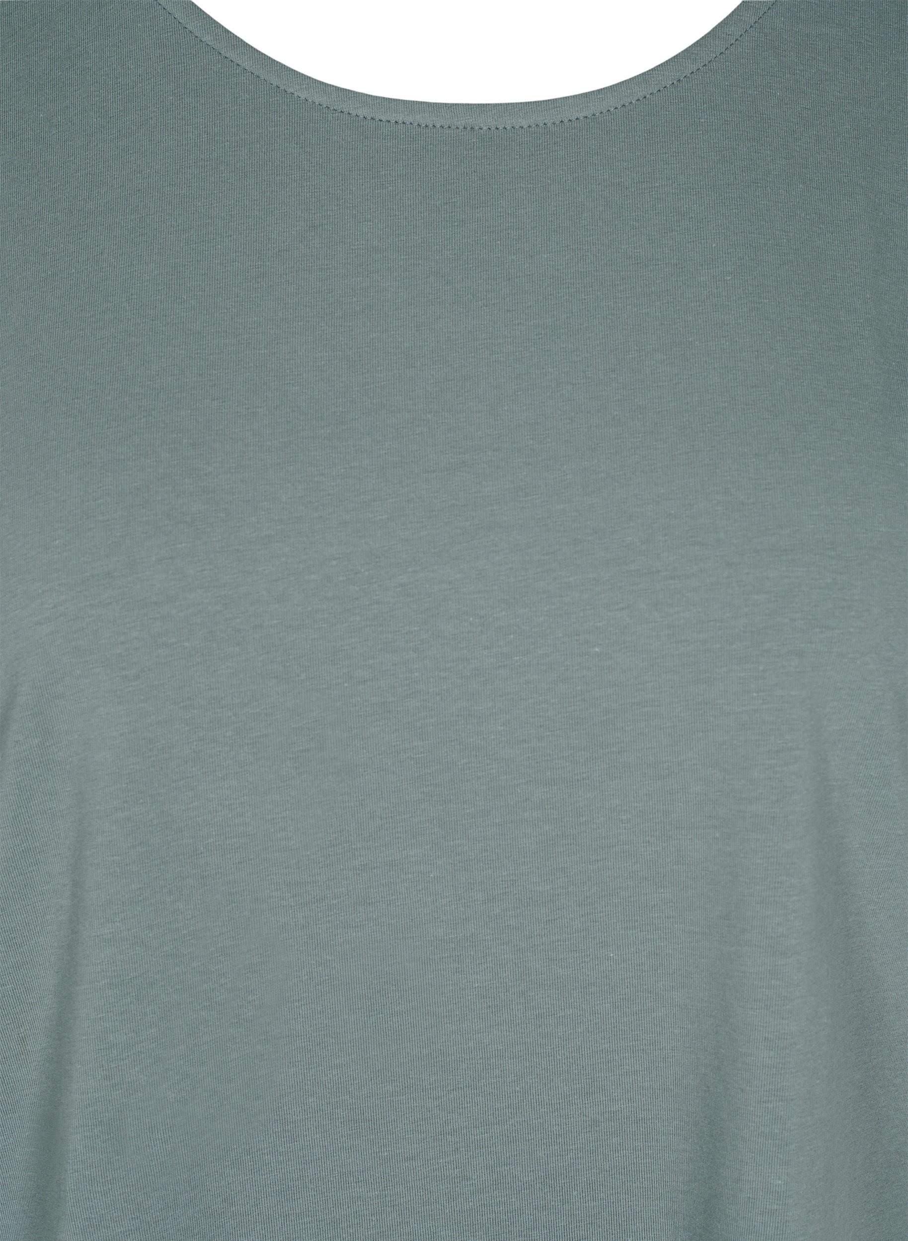 T-skjorte i bomull med striper, Balsam Green Solid, Packshot image number 2