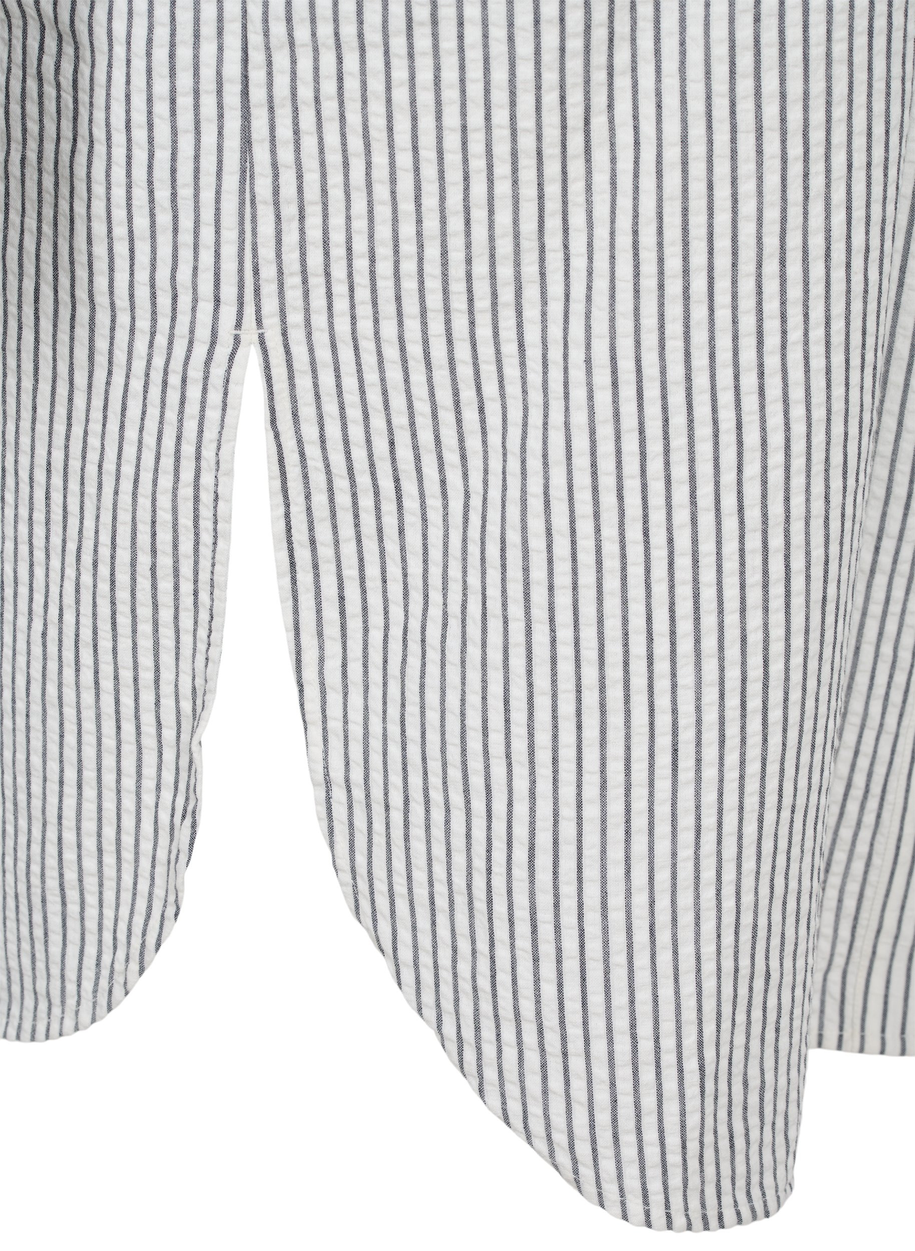 Stripete skjortekjole i bomull, White Stripe, Packshot image number 3