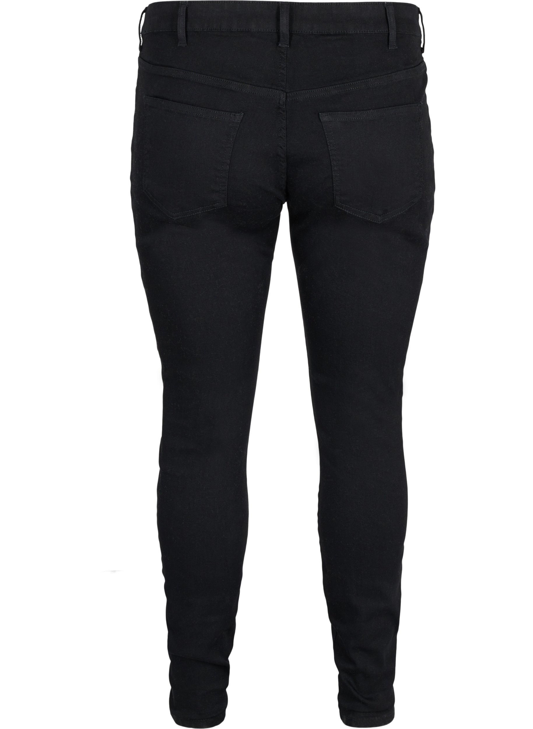 Super slim Amy jeans med strikk i livet, Black, Packshot image number 1