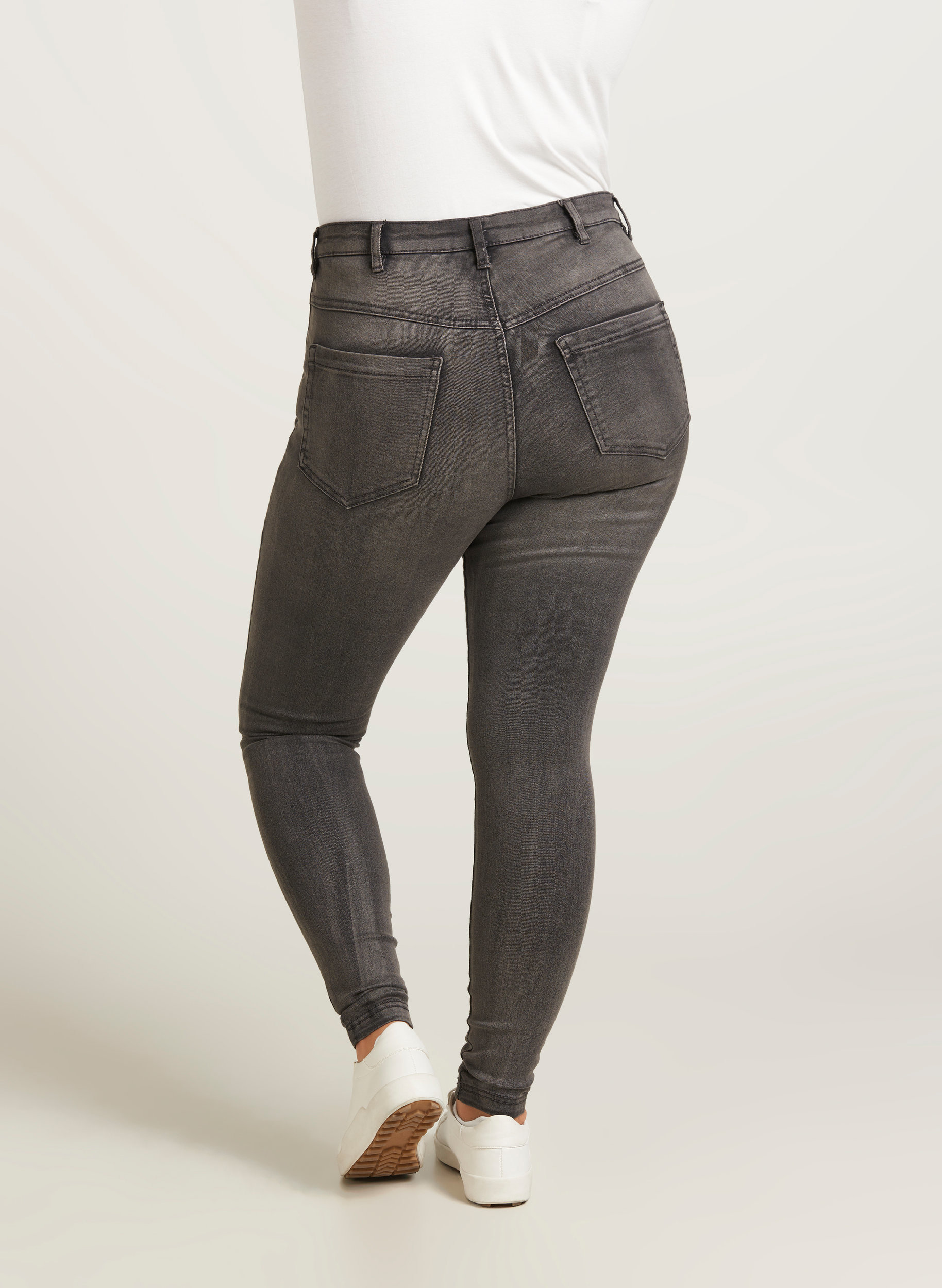 Super slim Amy jeans med høyt liv, Dk Grey Denim, Model image number 1