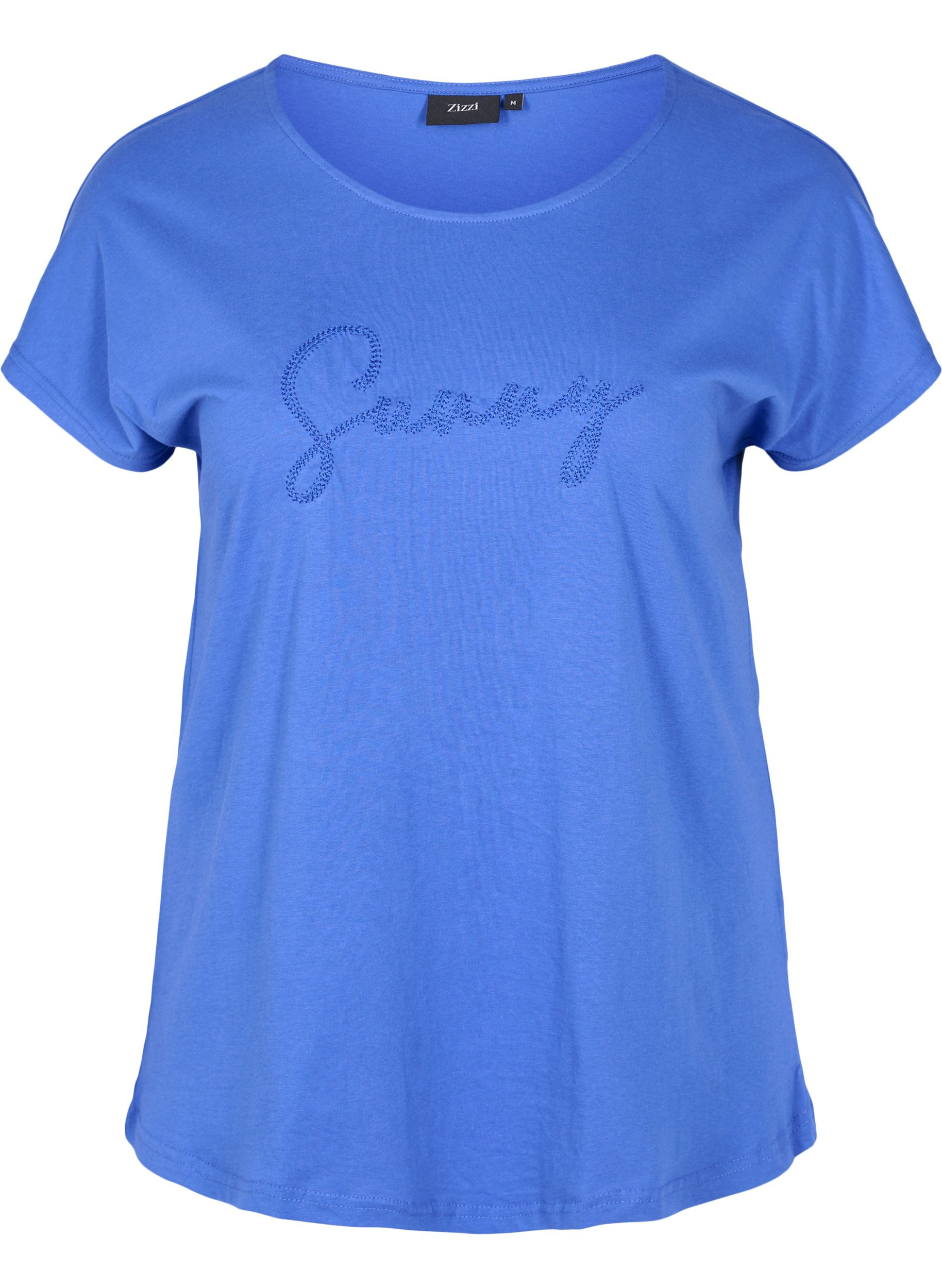 Løs T-skjorte i bomull med korte ermer, Dazzling Blue SUNNY, Packshot image number 0