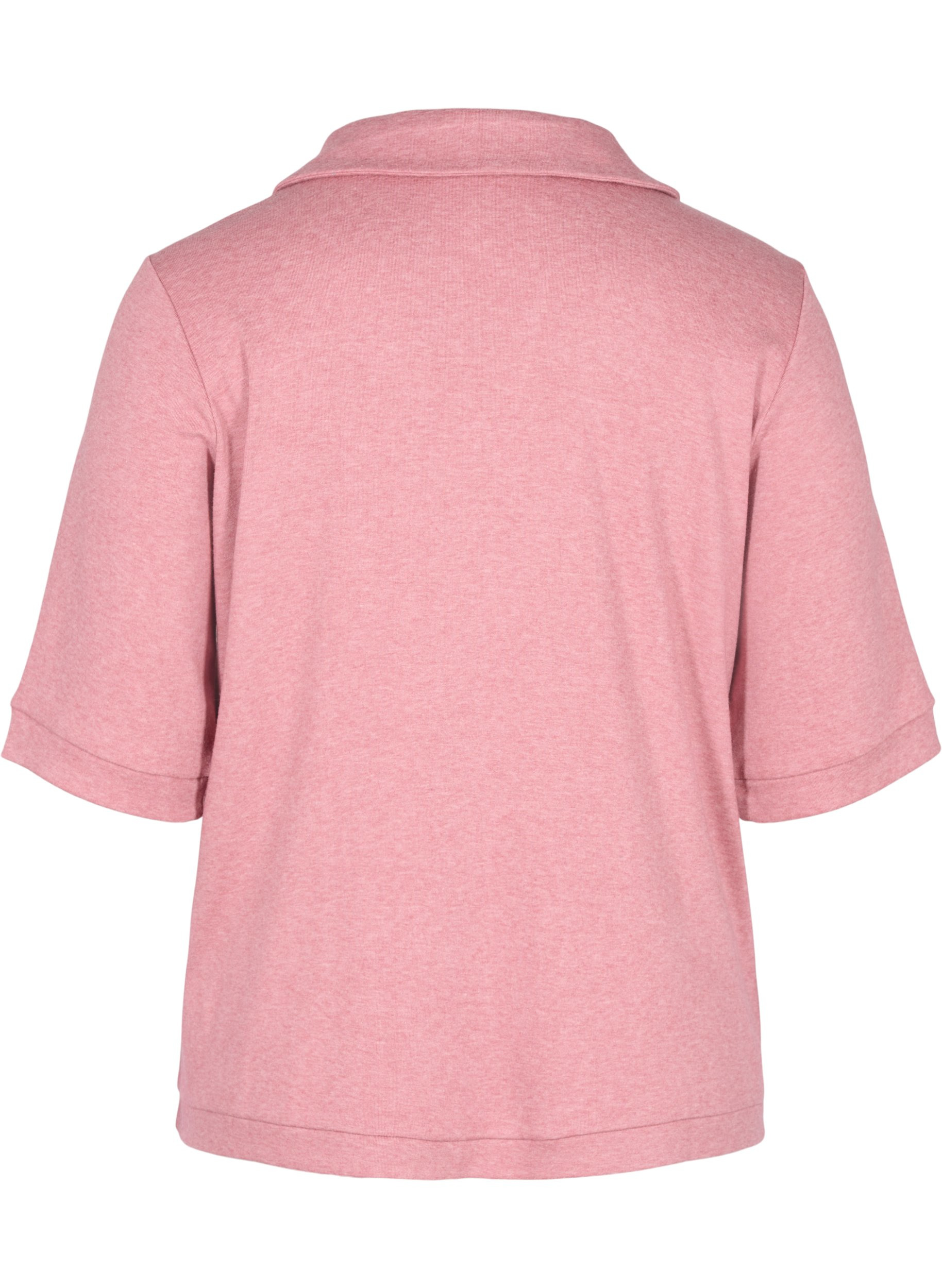 Melert T-skjorte med krage, Rose Melange, Packshot image number 1